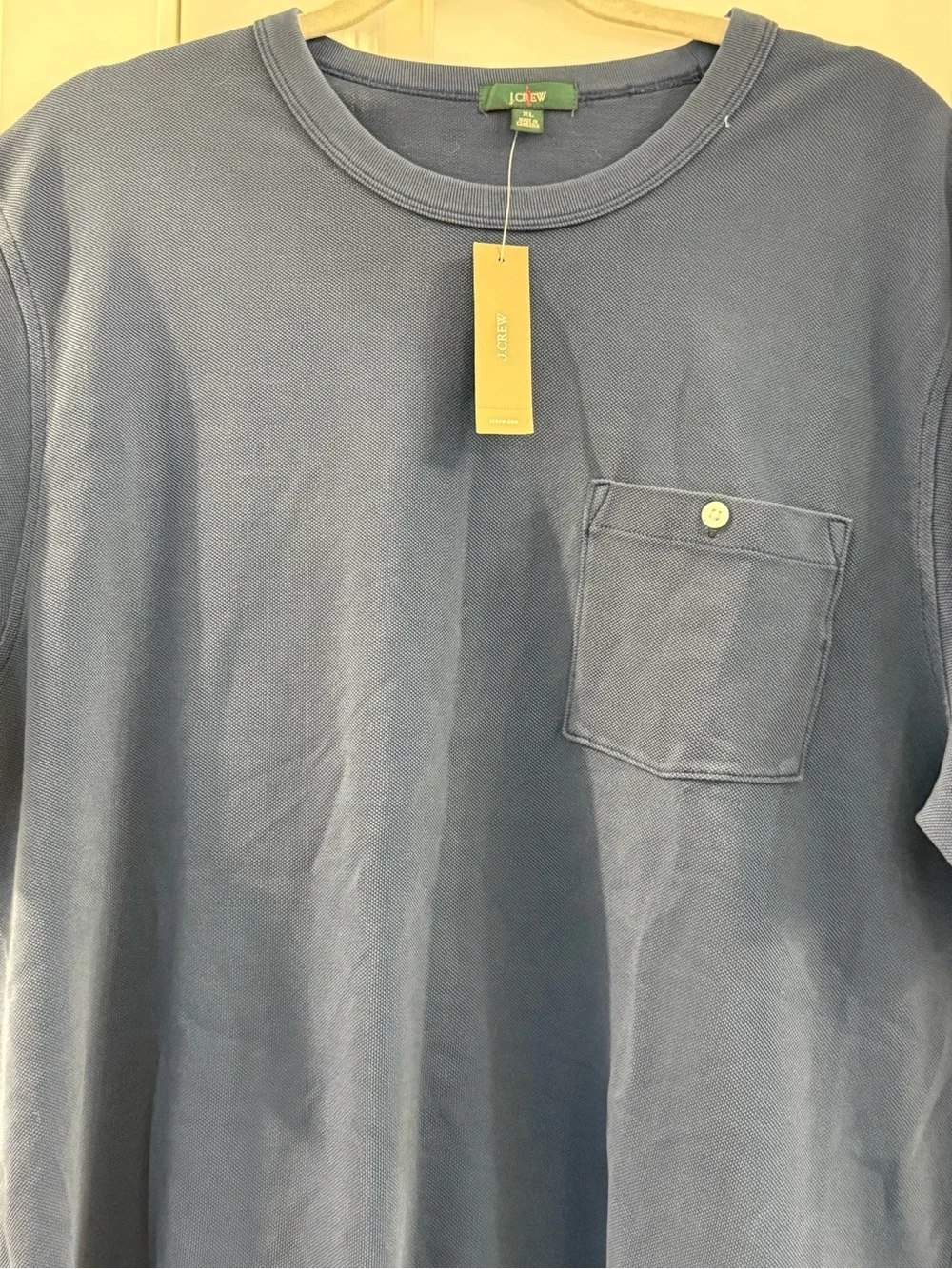 J.Crew men's blue washed piqué pocket t-shirt Size XL 100% cotton
